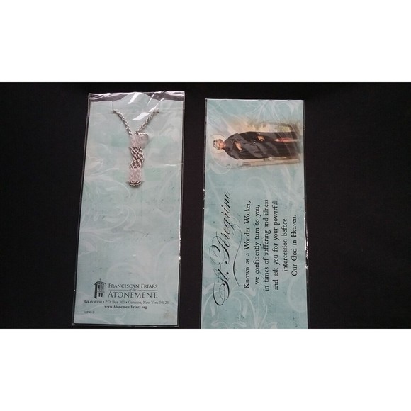 St Peregrine  Medal Pendant and  Crucifix with Medal on Chain - Picture 5 of 5